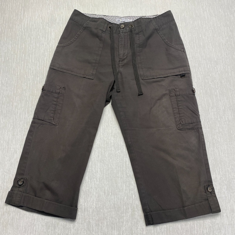 Lee Cargo Capri Pants Womens 8 Medium Gray Cotton Natural Fit Below Waist